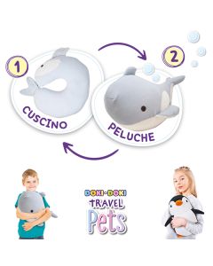 Travel Pets Balenottera - Cuscino da viaggio diventa un maxi peluche