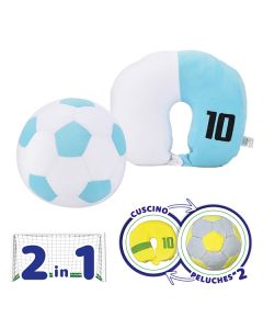 Travel Football White - Cuscino da viaggio diventa un pallone peluche