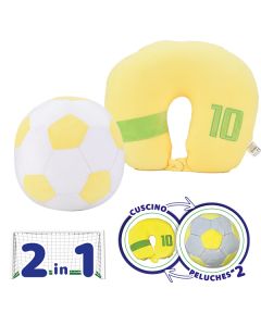 Travel Football Yellow - Cuscino da viaggio diventa un pallone peluche
