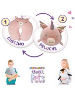 Travel Pets Unicorno - Cuscino da viaggio diventa un maxi peluche