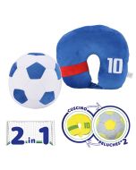 Travel Football Blue - Cuscino da viaggio diventa un pallone peluche