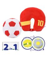 Travel Football Red - Cuscino da viaggio diventa un pallone peluche